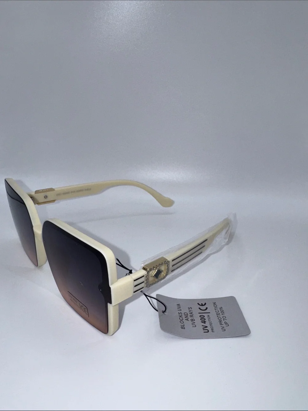 Cream Frame Gradient Brown Lens Women's Sunglasses